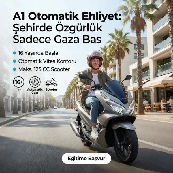 A1 Otomatik Ehliyet (125 cc otomatik vites motosiklet) görseli