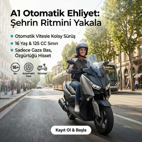A1 Otomatik Ehliyet (125 cc otomatik vites motosiklet) görseli