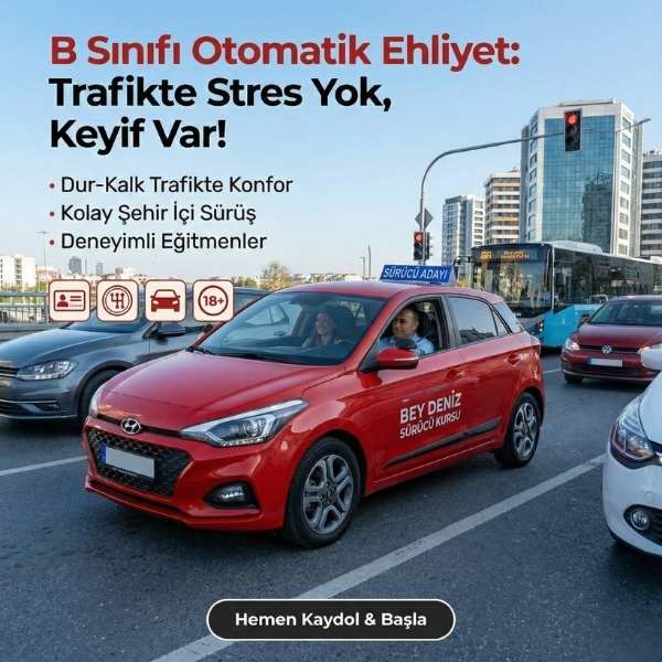 B Otomatik Ehliyet (Otomatik Vites Otomobil) görseli